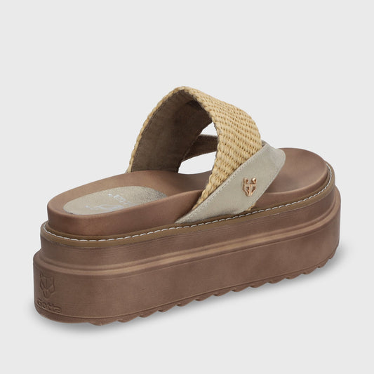 Sandalia Plataforma Beige Mujer 25234
