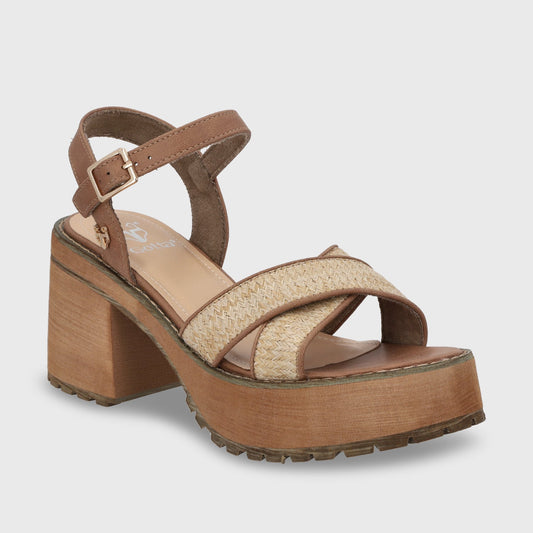 Sandalia Plataforma Beige Mujer 25796