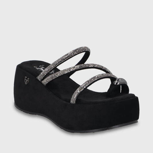 Sandalia Plataforma Negra Mujer 45826