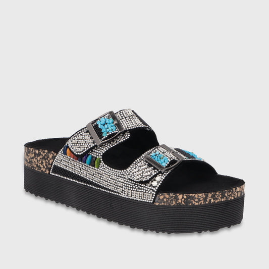 Sandalia Plataforma Negra Mujer 65952