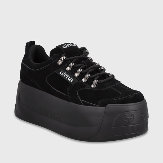 Zapatilla Cuero Plataforma Negra Mujer C732B - Gotta Chile