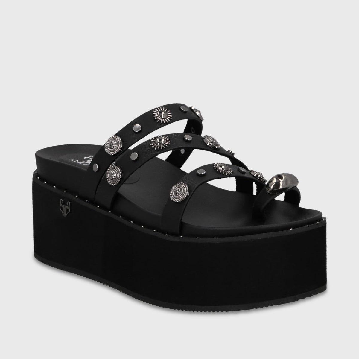 Sandalia Plataforma Negra Mujer 1566G