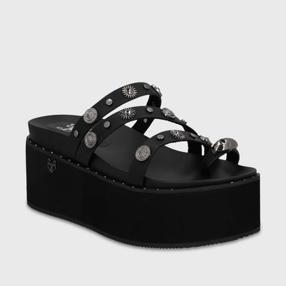 Sandalia Plataforma Negra Mujer 1566G