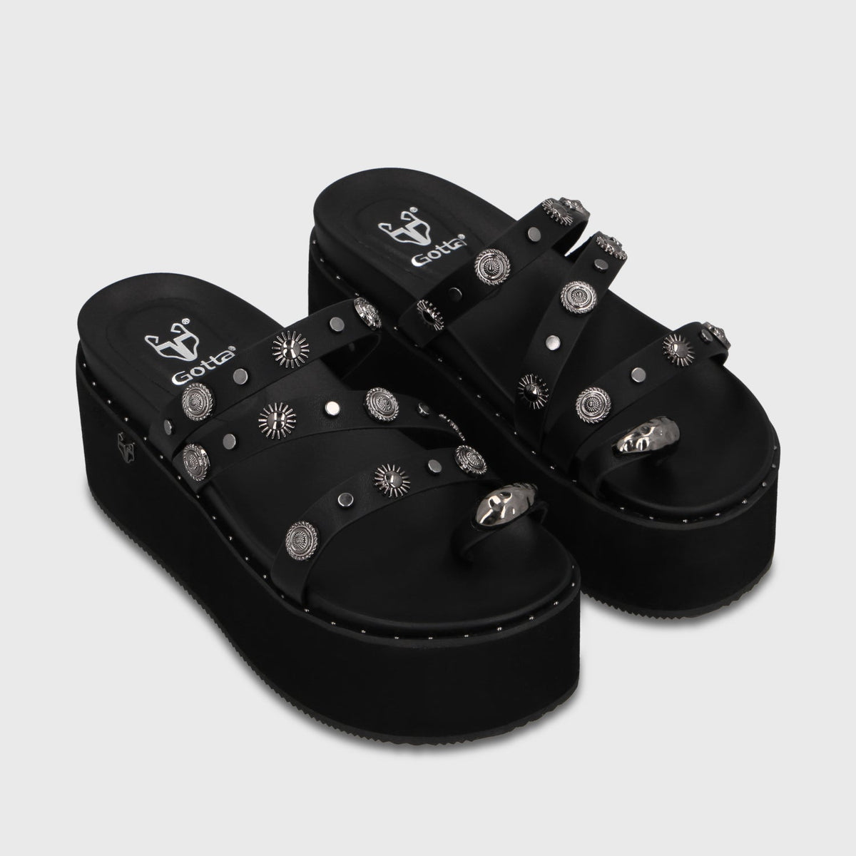 Sandalia Plataforma Negra Mujer 1566G