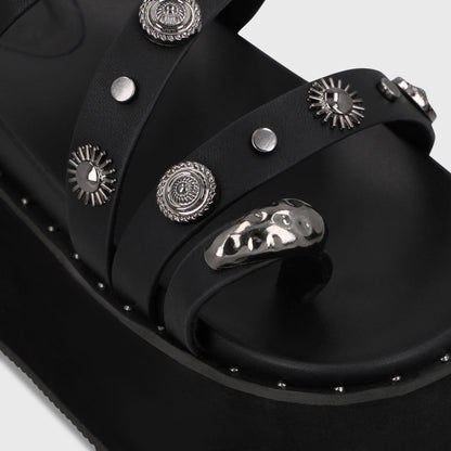 Sandalia Plataforma Negra Mujer 1566G