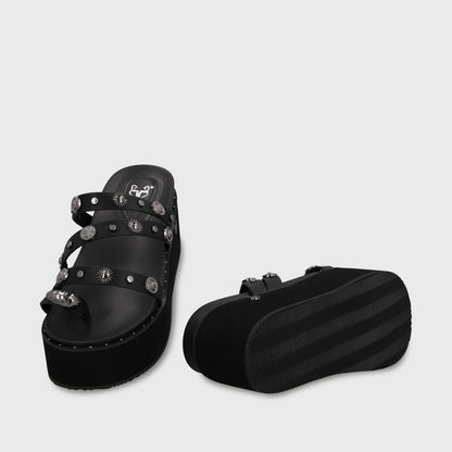 Sandalia Plataforma Negra Mujer 1566G
