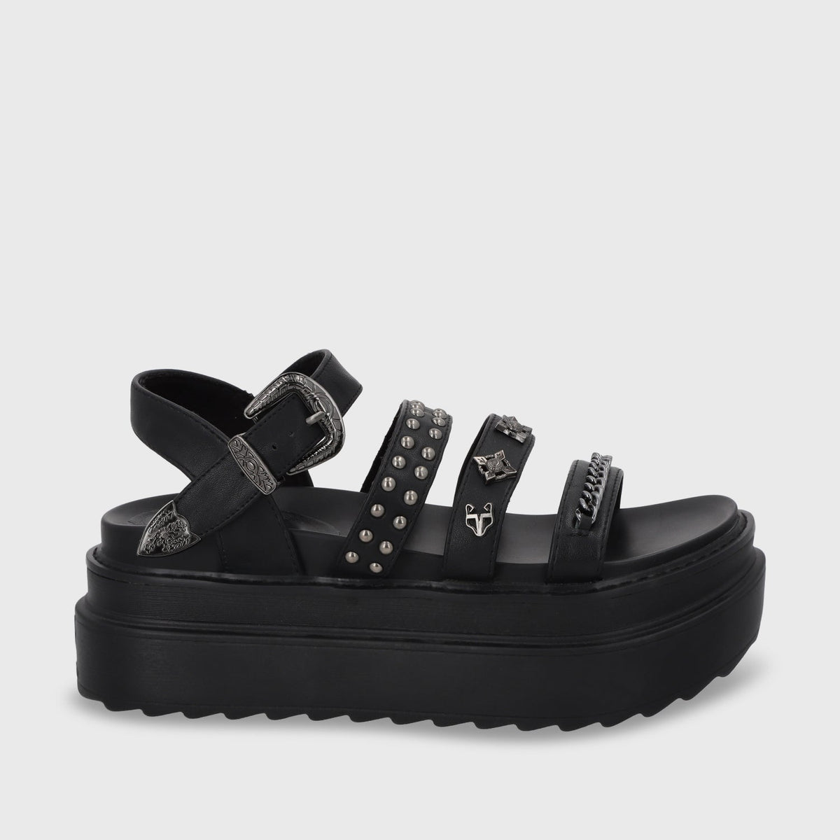 Sandalia Plataforma Negro Mujer 25235