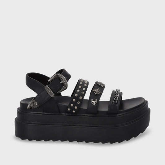 Sandalia Plataforma Negro Mujer 25235