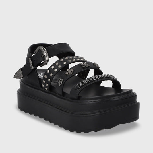 Sandalia Plataforma Negro Mujer 25235