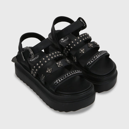 Sandalia Plataforma Negro Mujer 25235