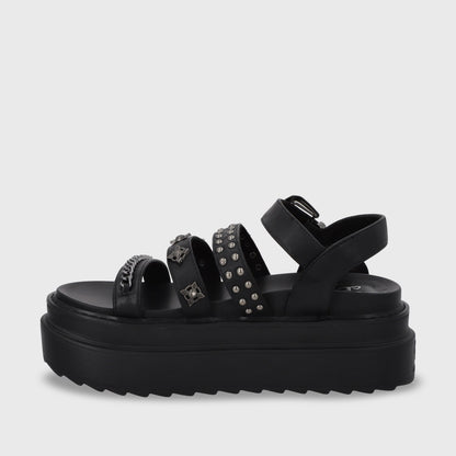 Sandalia Plataforma Negro Mujer 25235