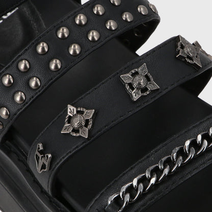 Sandalia Plataforma Negro Mujer 25235