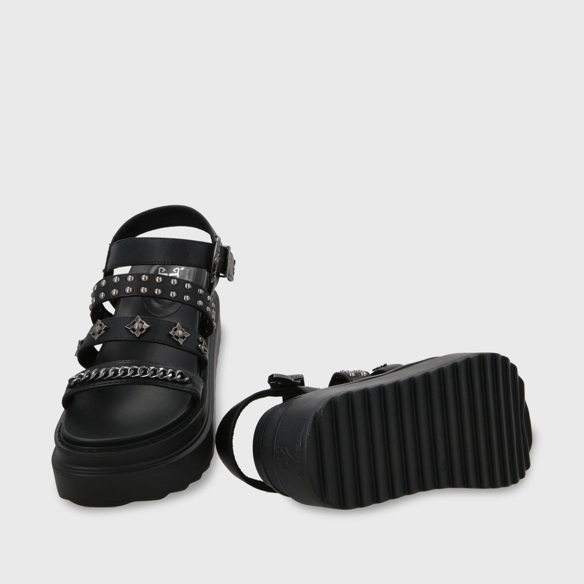 Sandalia Plataforma Negro Mujer 25235