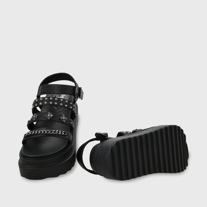 Sandalia Plataforma Negro Mujer 25235