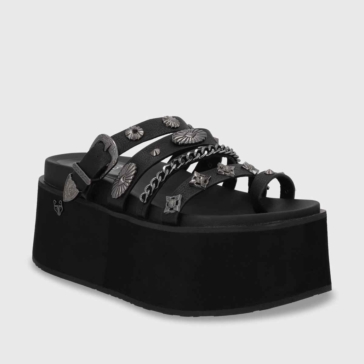 Sandalia Plataforma Negra Mujer 35181
