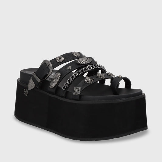 Sandalia Plataforma Negra Mujer 35181
