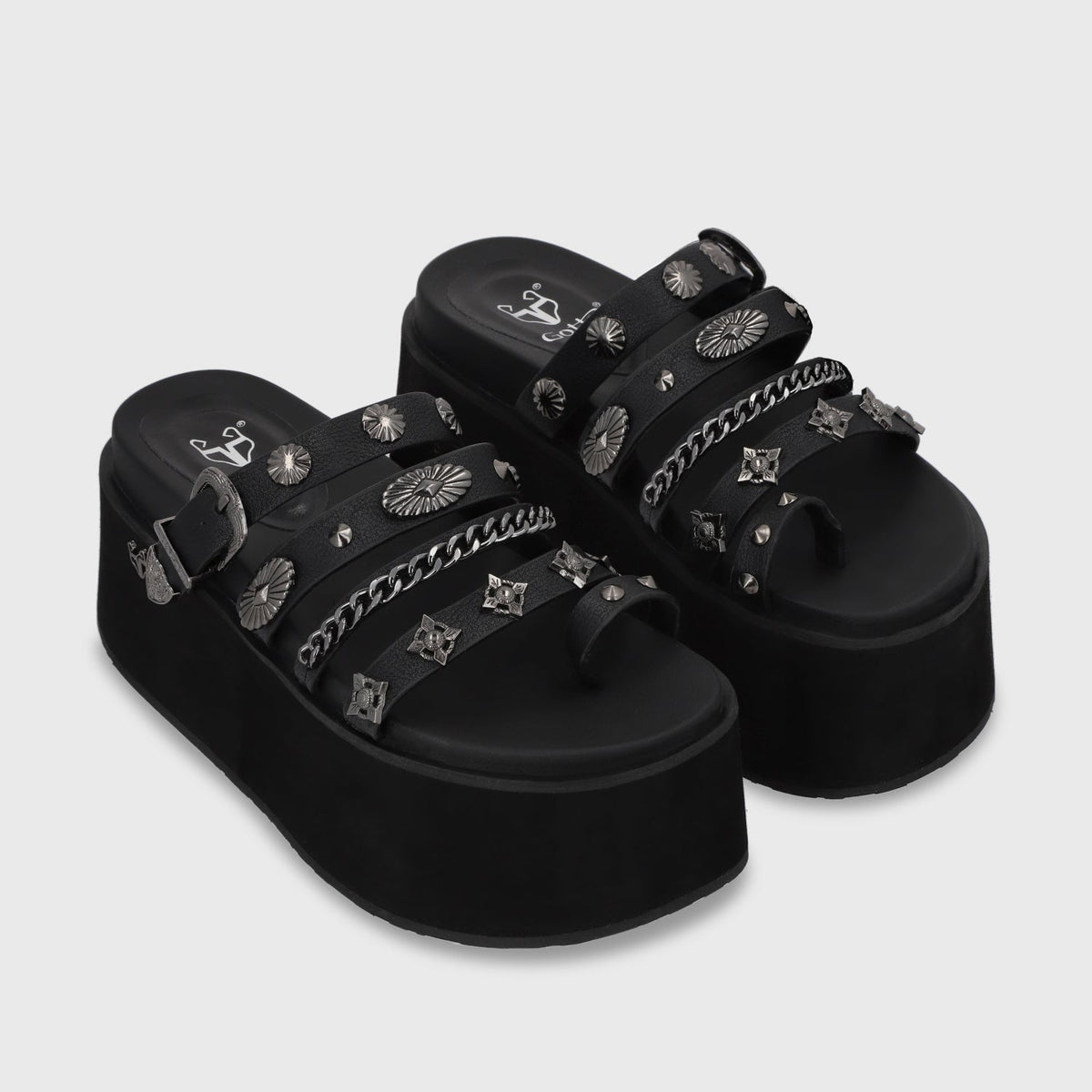 Sandalia Plataforma Negra Mujer 35181