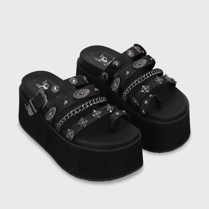 Sandalia Plataforma Negra Mujer 35181