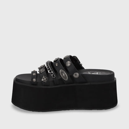 Sandalia Plataforma Negra Mujer 35181