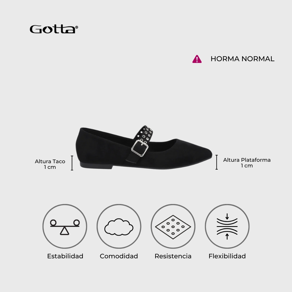 Ballerina Plana Negro Mujer 54011