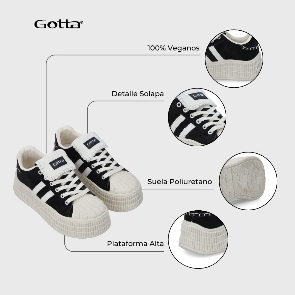 Zapatilla Plataforma Negra Mujer 58021