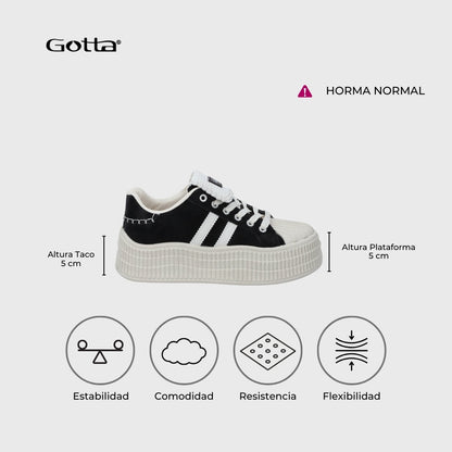 Zapatilla Plataforma Negra Mujer 58021