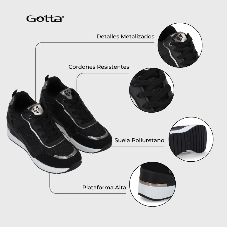 Zapatilla Plataforma Negra  Mujer 58060