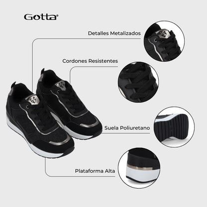 Zapatilla Plataforma Negra  Mujer 58060