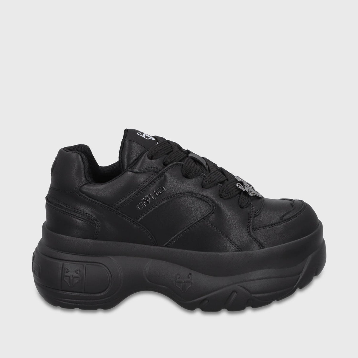 Zapatilla Plataforma Cuero Negra Mujer 9724A23