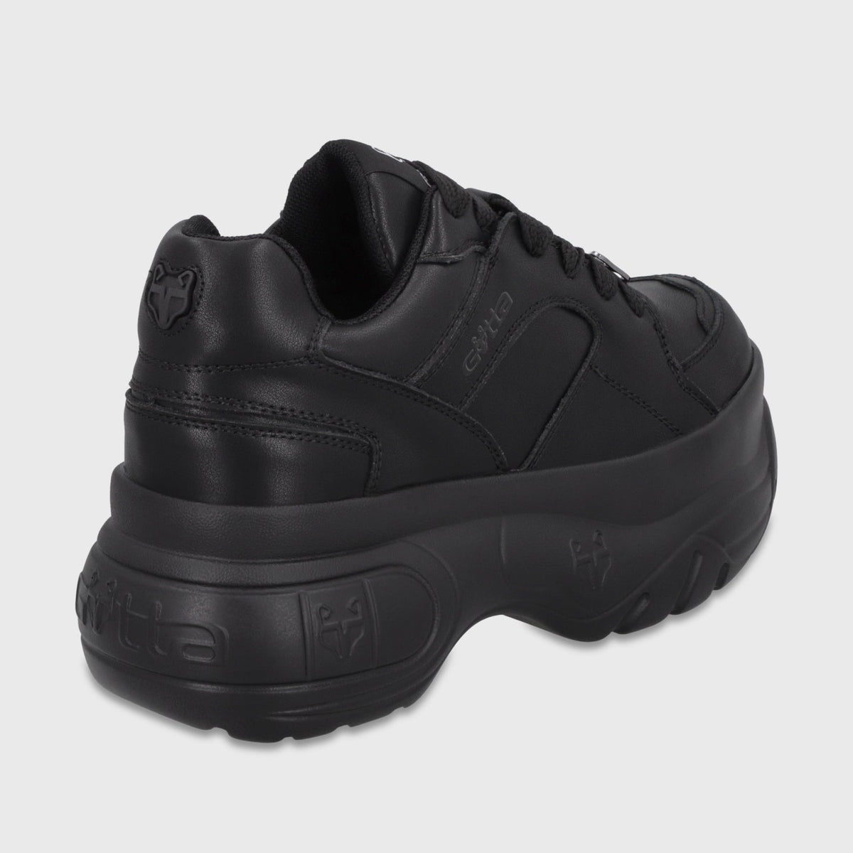 Zapatilla Plataforma Cuero Negra Mujer 9724A23