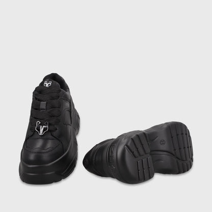 Zapatilla Plataforma Cuero Negra Mujer 9724A23