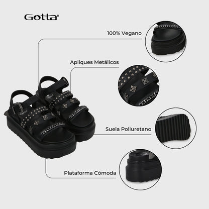 Sandalia Plataforma Negro Mujer 25235